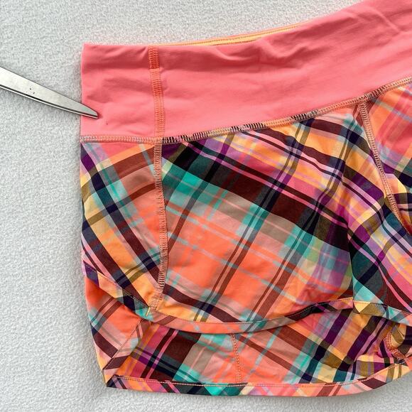Lululemon Run Speed Shorts 2-way Very Light Flare Orange Multi-Color Rad Plaid 6 - Picture 4 of 12